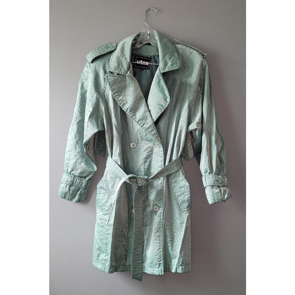 Utex Design Spring & Summer Khaki Green Double Breasted Trench Coat Size 10